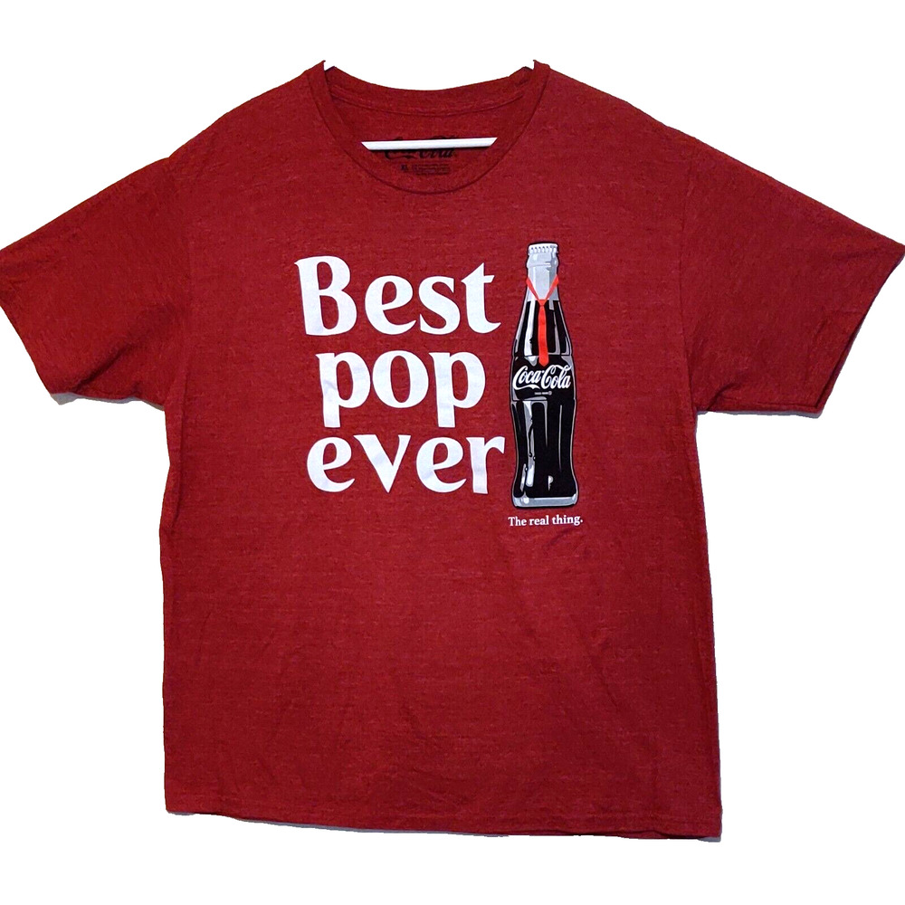 Coca Cola Tshirt BEST POP EVER The Real Thing Soda RED Adult XL Lightweight Coke - Picture 8 of 9